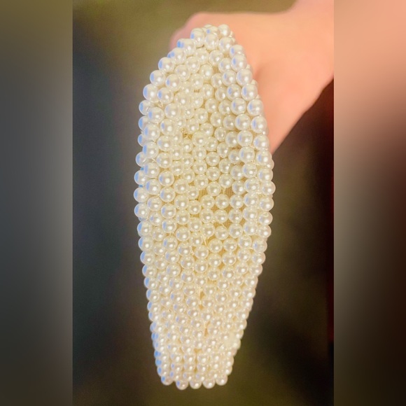 Vintage Pearl and Silver Beaded Small Handbag Clutch - Picture 9 of 14